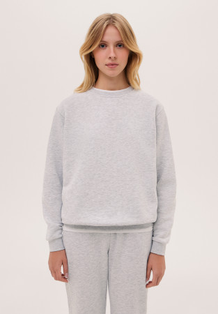 Grey melange color basic French Terry sweatshirt